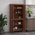 HOMCOM 64 4-Door Kitchen Pantry, Freestanding Storage Cabinet with 3 Adjustable Shelves for Kitchen, Dining or Living Room, Brown