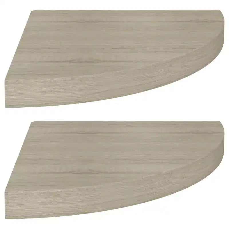 Corner Shelf Set of 2 Oak Honeycomb MDF, metal 13.8 x 13.8 in
