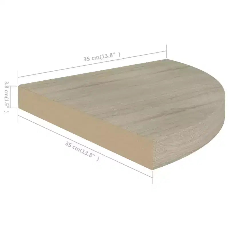 Corner Shelf Set of 2 Oak Honeycomb MDF, metal 13.8 x 13.8 in