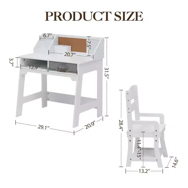 Children's study desk with adjustable chair, compact desk and chair set, suitable for student homework desk, bedroom