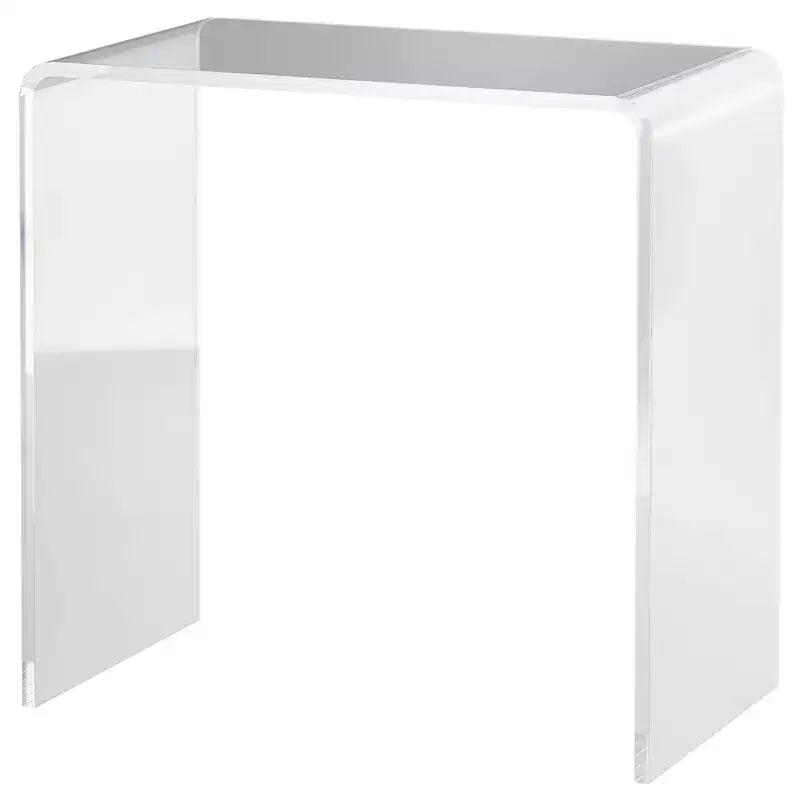 Modern Acrylic End Table, Waterfall Side Table with Rounded Edges and Storage for Small Spaces, 21 x 12 x 21
