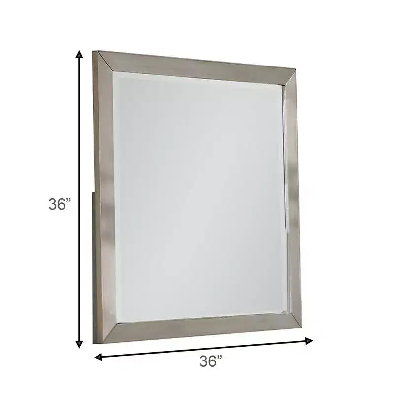 Royal Hampton 36 x 36 Modern Square Dresser Mirror, Pine Wood, Light Brown