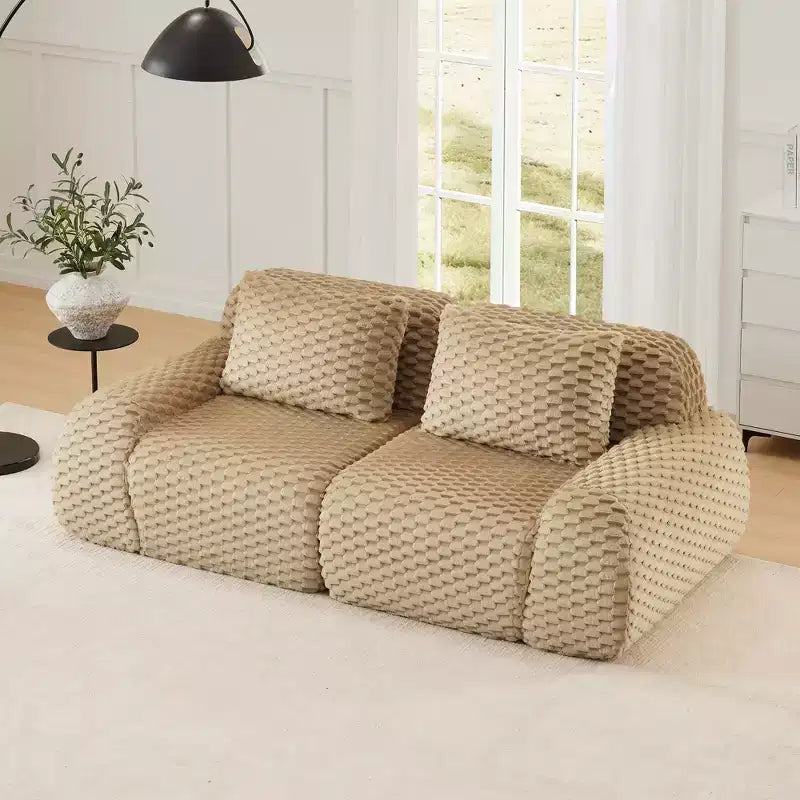 82 Modular Sectional Sofa Flannelette 2-Seater Deep Seat Buckle No Assembly Light Camel