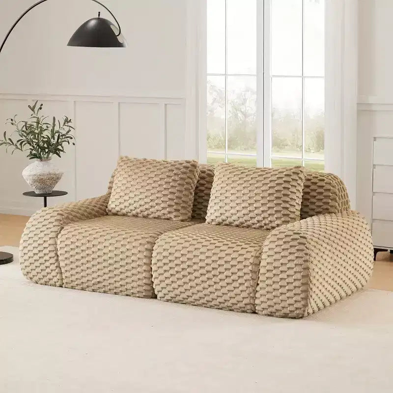 82 Modular Sectional Sofa Flannelette 2-Seater Deep Seat Buckle No Assembly Light Camel
