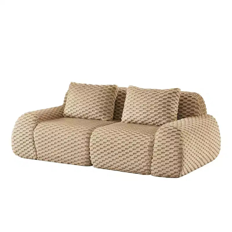 82 Modular Sectional Sofa Flannelette 2-Seater Deep Seat Buckle No Assembly Light Camel