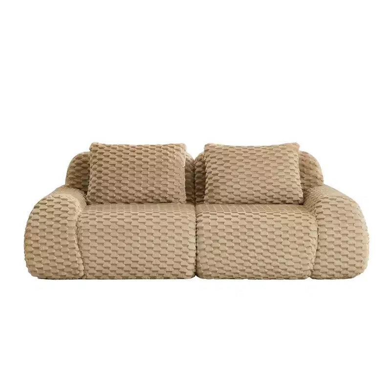 82 Modular Sectional Sofa Flannelette 2-Seater Deep Seat Buckle No Assembly Light Camel