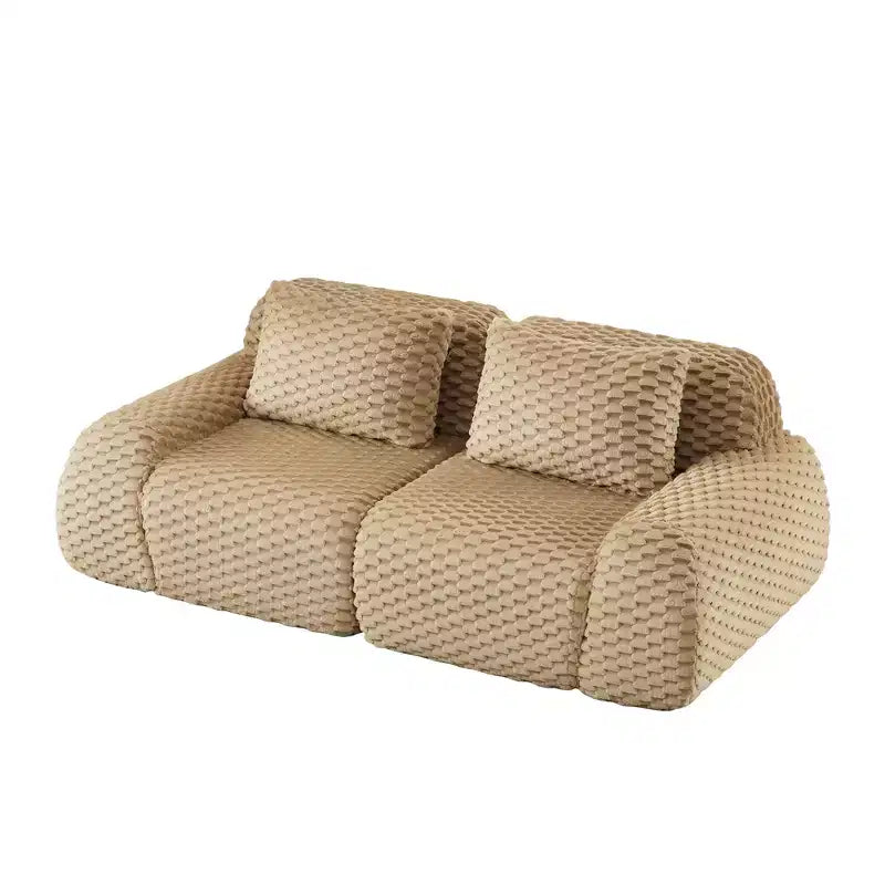 82 Modular Sectional Sofa Flannelette 2-Seater Deep Seat Buckle No Assembly Light Camel
