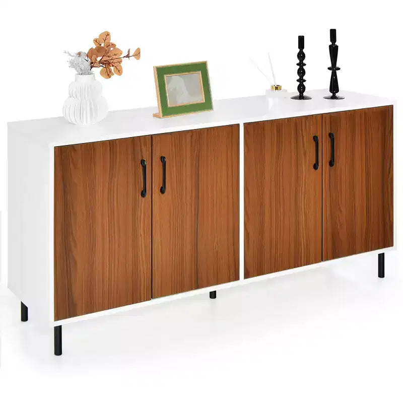 Costway Buffet Server Sideboard Kitchen Storage Cabinet Cupboard with Shelves & 4 Doors