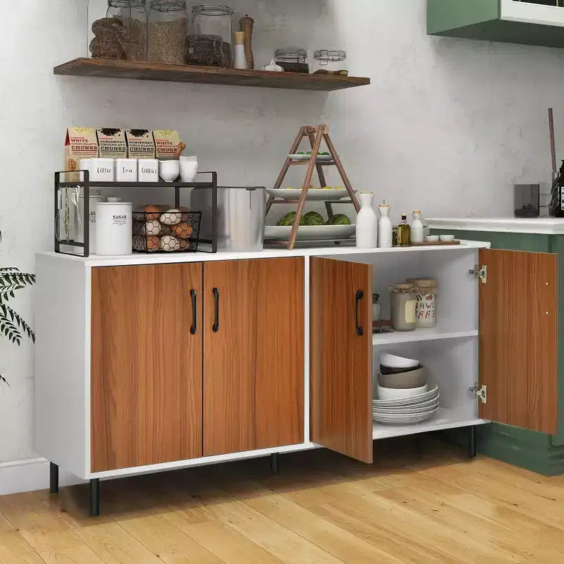 Costway Buffet Server Sideboard Kitchen Storage Cabinet Cupboard with Shelves & 4 Doors